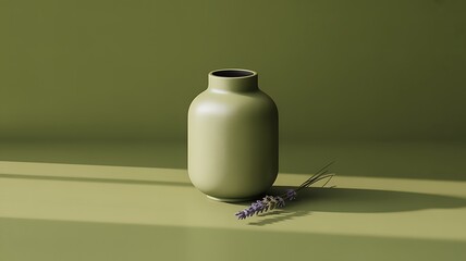 Olive green vase minimalist home decor still life