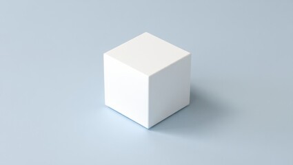 Fototapeta premium White Cube on Light Blue Background Minimalist Product Display