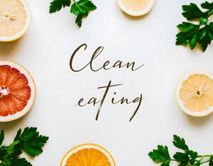 Clean Eating Typography with Fresh Citrus and Parsley