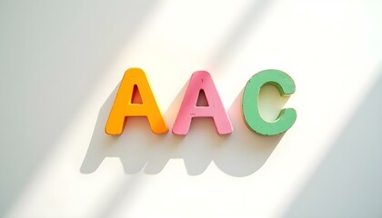 AAC letters on white wall with natural light symbolizing augmentative and alternative communication in neurodiversity
