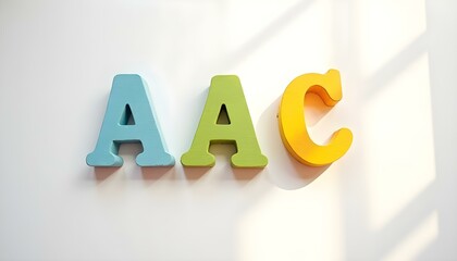 AAC letters on white wall with natural light symbolizing augmentative and alternative communication in neurodiversity