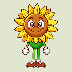 Cute Cartoon Sunflower Character Illustration