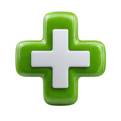 Obraz premium A green plus sign with a white center on a black background on transparent background