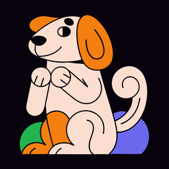 Cute Cartoon Dog Sitting,  Illustration, Pet Graphic
