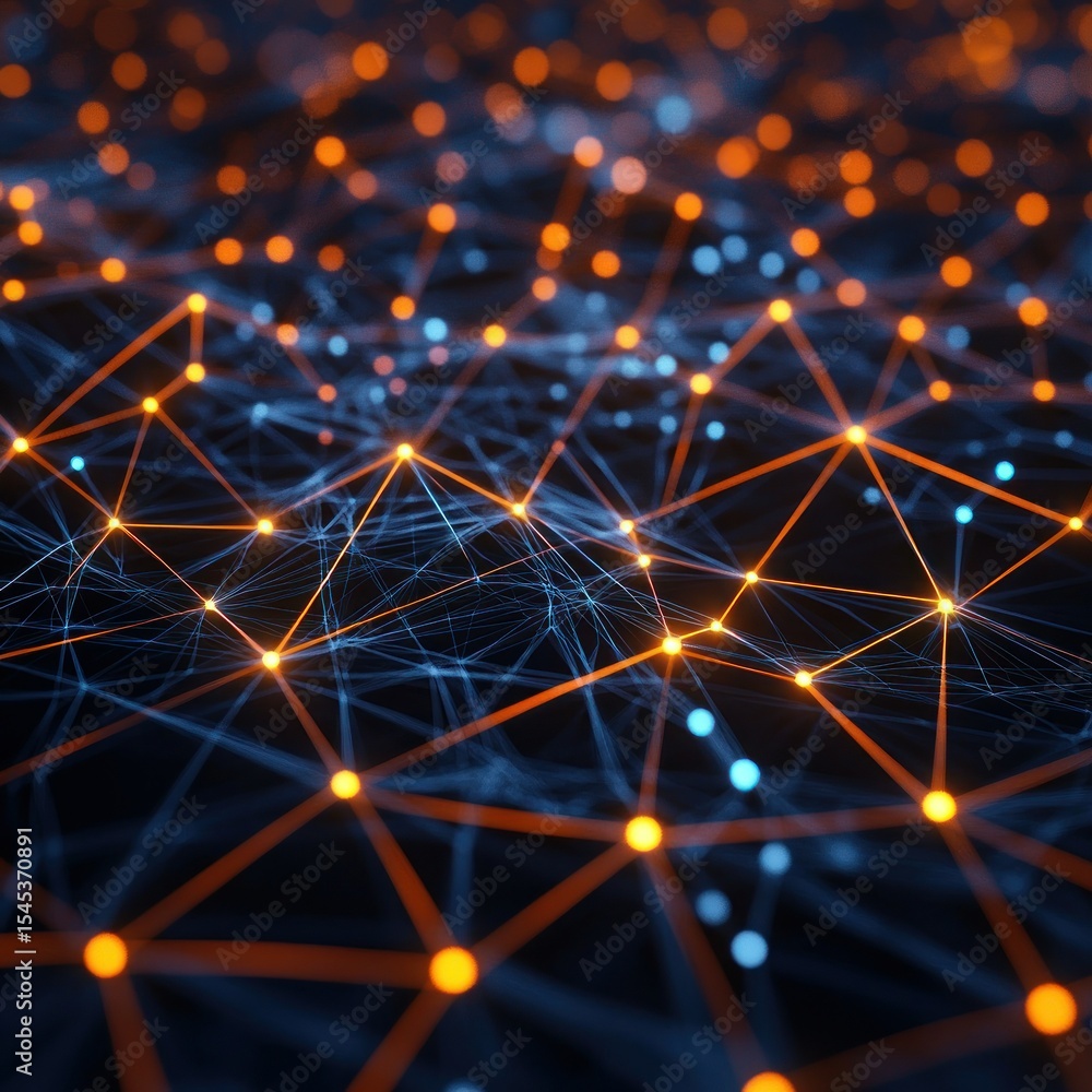Poster abstract network of glowing points and lines