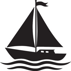 Silhouette of a Sailing Boat with Flag