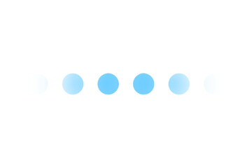 Six gradient blue circles in a row arranged horizontally against a black background