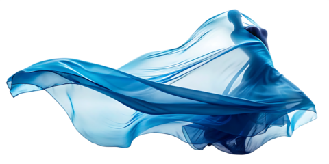 Blue silk fabric swirling isolated on a white background png