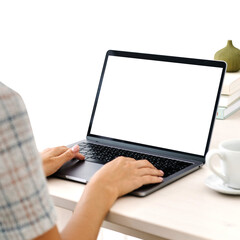 Laptop Notebook on table with transparent screen and transparent background