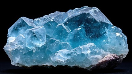 Obraz premium Azure calcite cluster on dark background