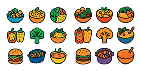 Fototapeta premium Colorful Vegan Icons
