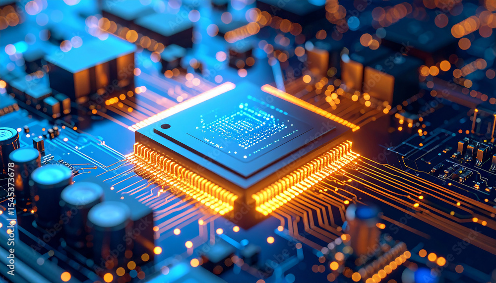 Poster central processing unit: high-resolution close-up of a powerful central processing unit(cpu) glowing
