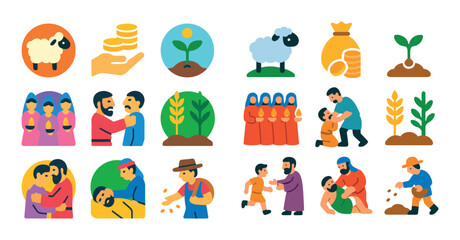 Obraz premium Colorful Biblical Parables Icons