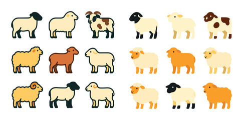 Colorful Sheep Icon Grid
