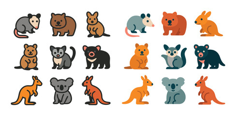 Colorful Marsupial Icons