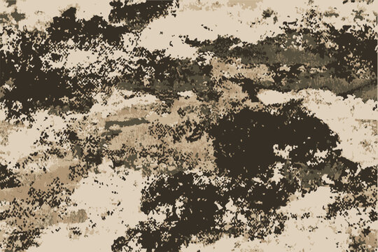 A camouflage pattern with an olive green, black, and white color scheme.Texture military camouflage seamless pattern. Abstract army and hunting masking camo endless ornament background. 