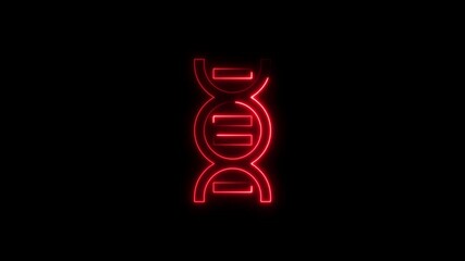 Animated red neon dna structure against a dark black background - Powered by Adobe