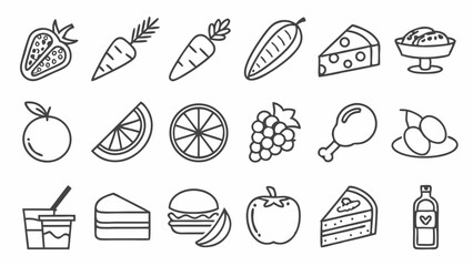 Delicious Food Icons Generated AI Line Art Collection for Websites and Apps
