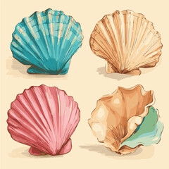 Vector illustration set of seashells