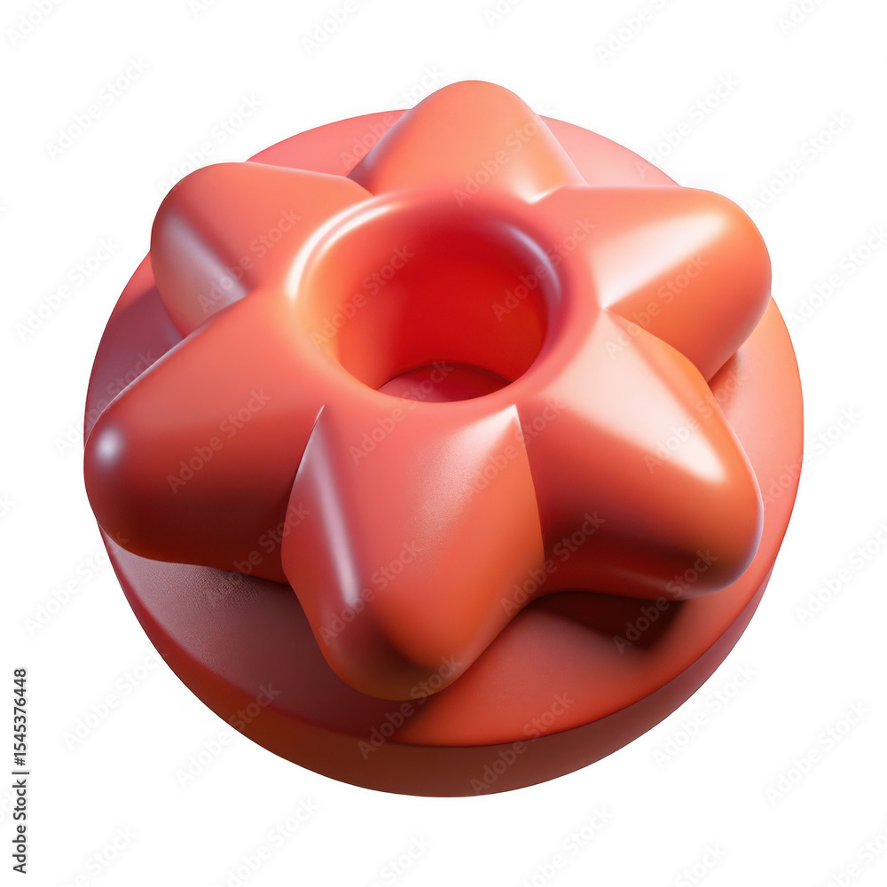Poster red flower shaped object with hole in the middle isolated on transparent background