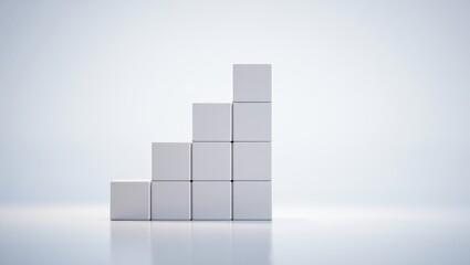 White Cubes Ascending Staircase Steps Growth Concept