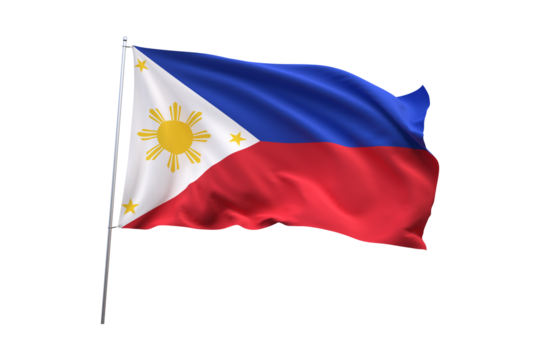 The philippine flag waving gently against a black background representing national identity