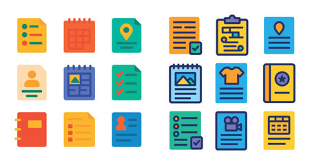 Colorful Paperwork Icons Grid