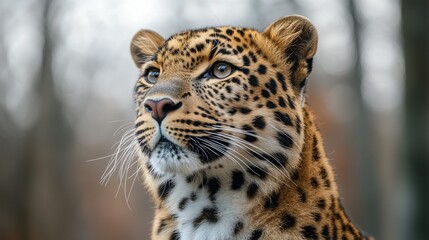 Obraz premium Close-up of a leopard's head and shoulders