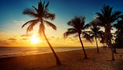 Obraz premium palms and sun