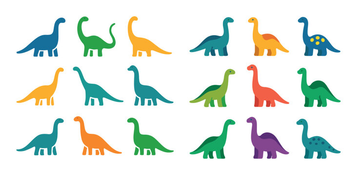 Colorful Sauropod Icons