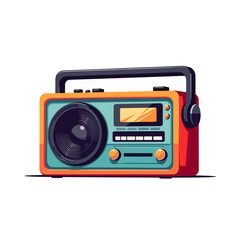 Fototapeta premium Colorful retro radio with knobs and speaker on white background 