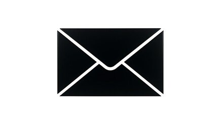 Black Envelope Icon on White Background for Messages and Communication