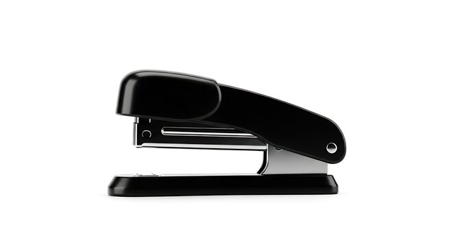 Black Stapler on White Background, Office Supply