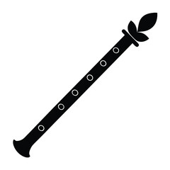 Elegant Black and White Illustration of a Traditional Flute