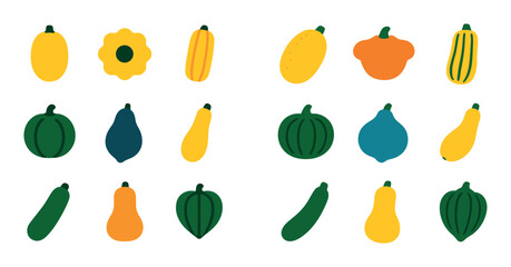 Colorful Squash Icons Grid