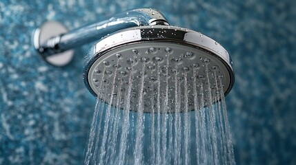 Close-up shower head with water spray