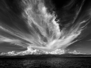 Samoan sky in black and white