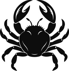 Crab Vector Silhouette Black Sea Animal Icon Illustration

