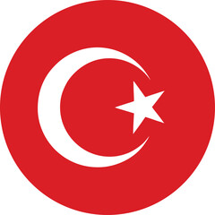 Turkey Flag Circle Vector Icon


