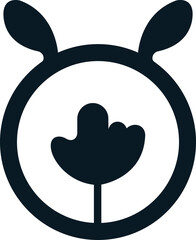 Rabbit Face with Floral Detail Emblem