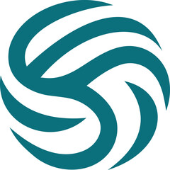 Abstract Volleyball Logo in Teal