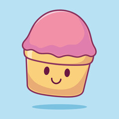 Cute ice cream in a bowl. Colorful ice cream vector.