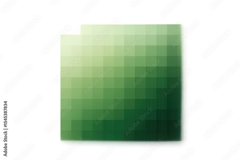 Aufkleber green pixelated gradient filling square space, transparent backdrop highlighting digital design elem