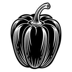 Black and white bell pepper isolated on white background