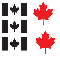 Obraz premium canadian flag set, canadian maple leaves, leaf, maple, autumn, canada, flag, 