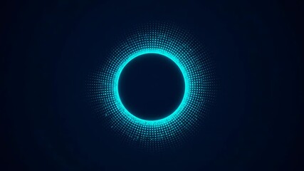 3D Glowing circle formed by dots on a gradient navy field audio waveform spectrum abstract technological visual effect design  - Powered by Adobe