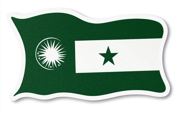 Close-up shot of a colorful Pakistan flag-themed sticker designed with green and white details. Generative AI.