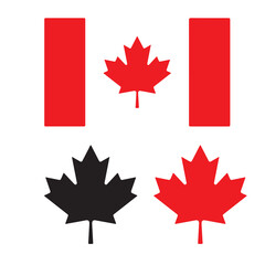 canadian flag set, canadian maple leaves, leaf, maple, autumn, canada, flag, vector, star, illustration, icon, design, symbol, set