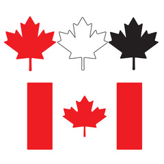 canadian flag set, canadian maple leaves, leaf, maple, autumn, canada, flag, vector, star, illustration, icon, design, symbol, set