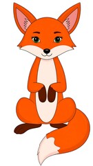 Obraz premium Cute Cartoon Fox Sitting.
